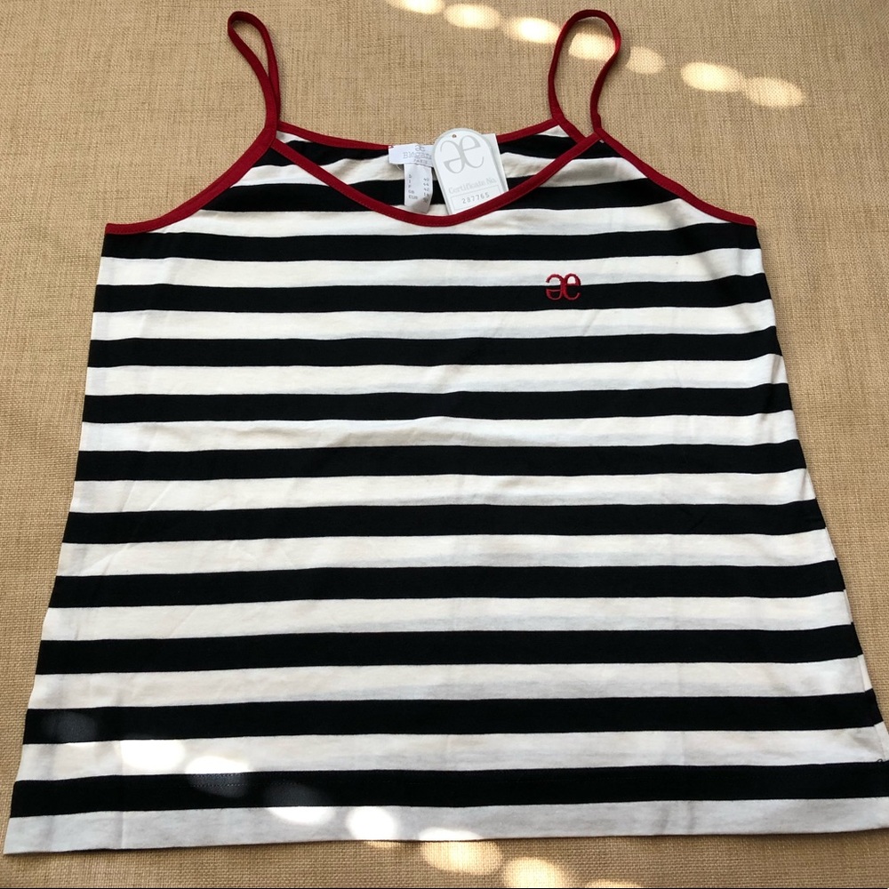 Elegance Paris Black & White Striped Tank Top